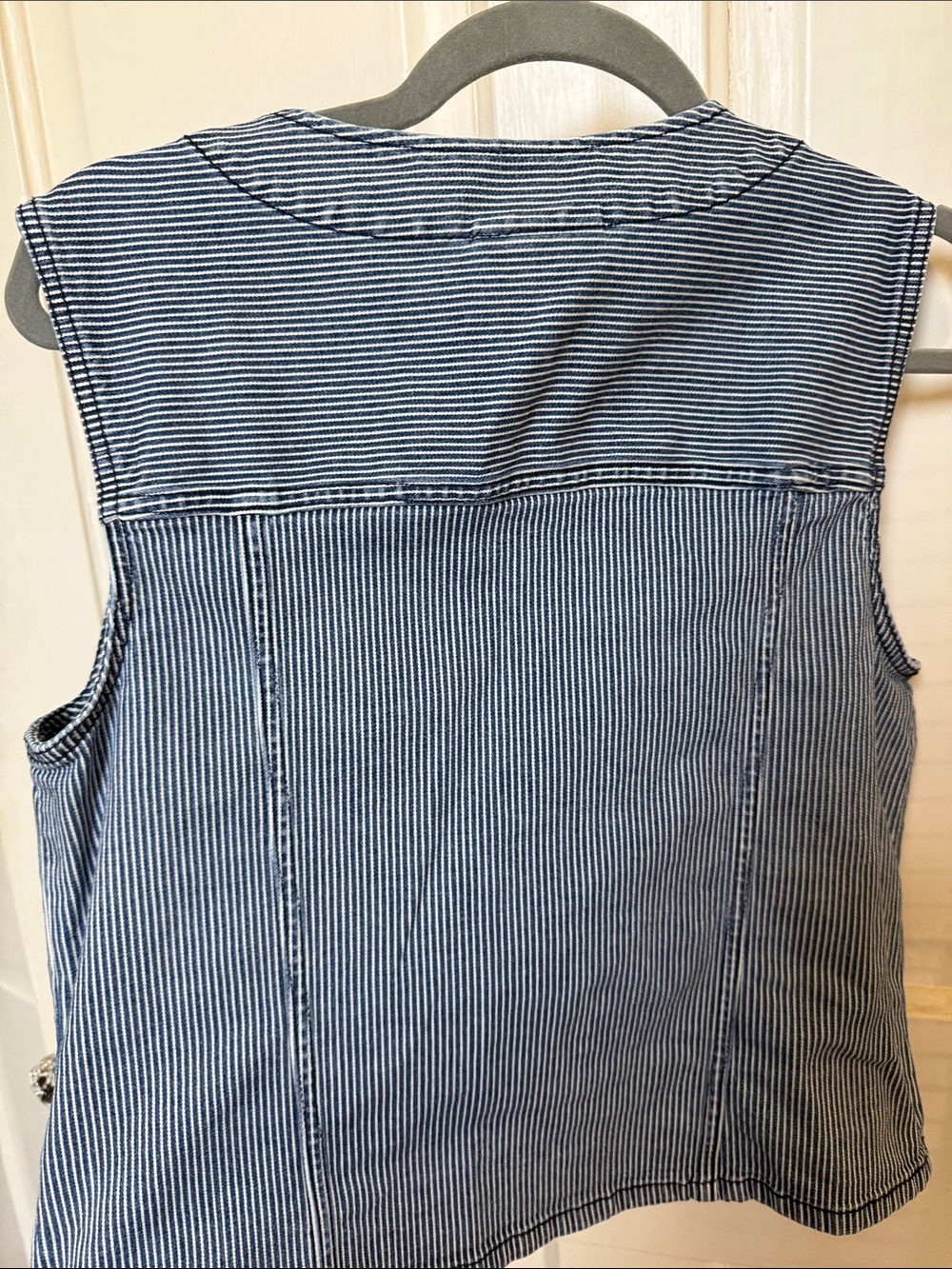 Universal Thread Blue & White Striped Button-Front Vest - Picture 3 of 3